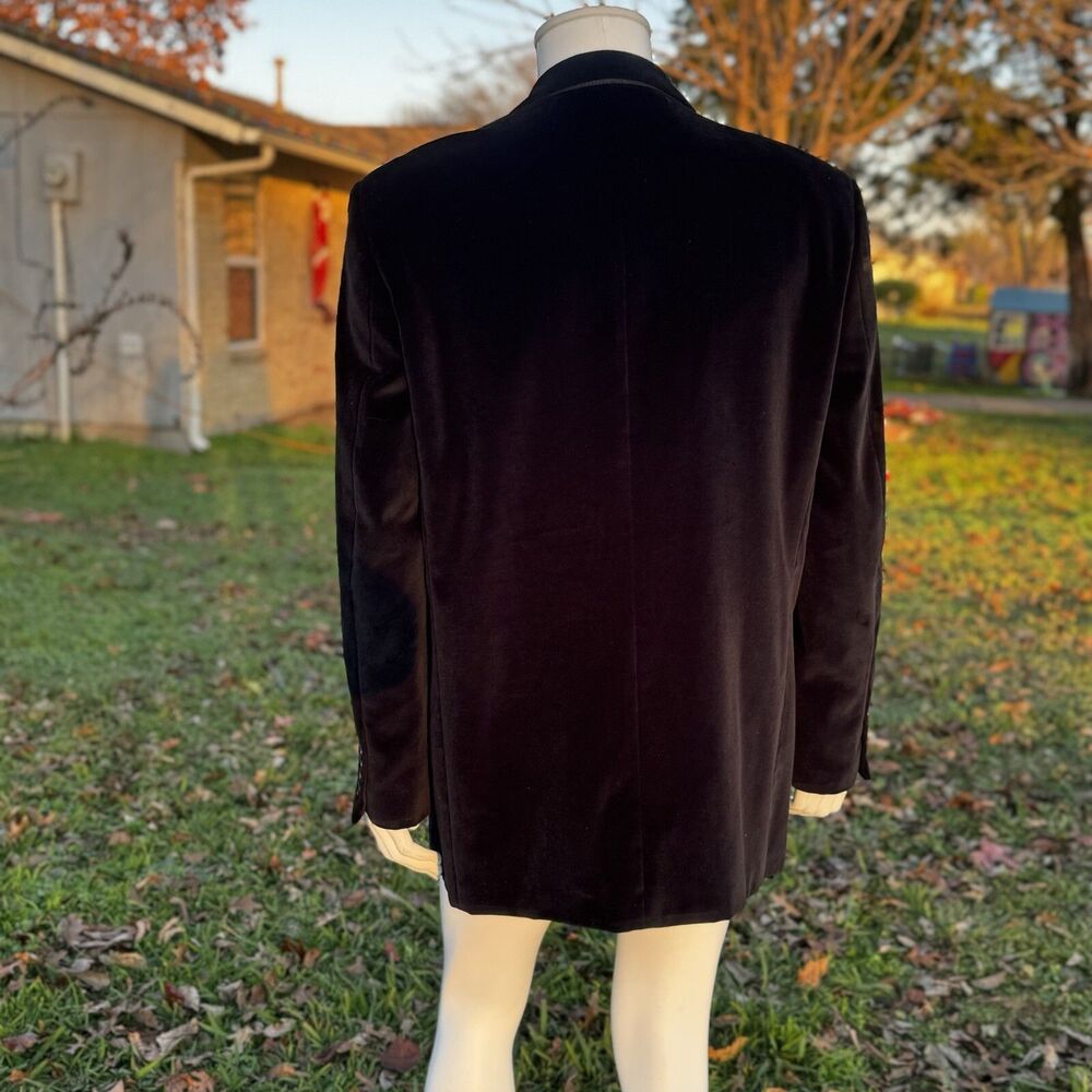 Vintage Men's Velvet Jacket Suit Coat Formal Wear Black Tie Size XL - Picture 5 of 8